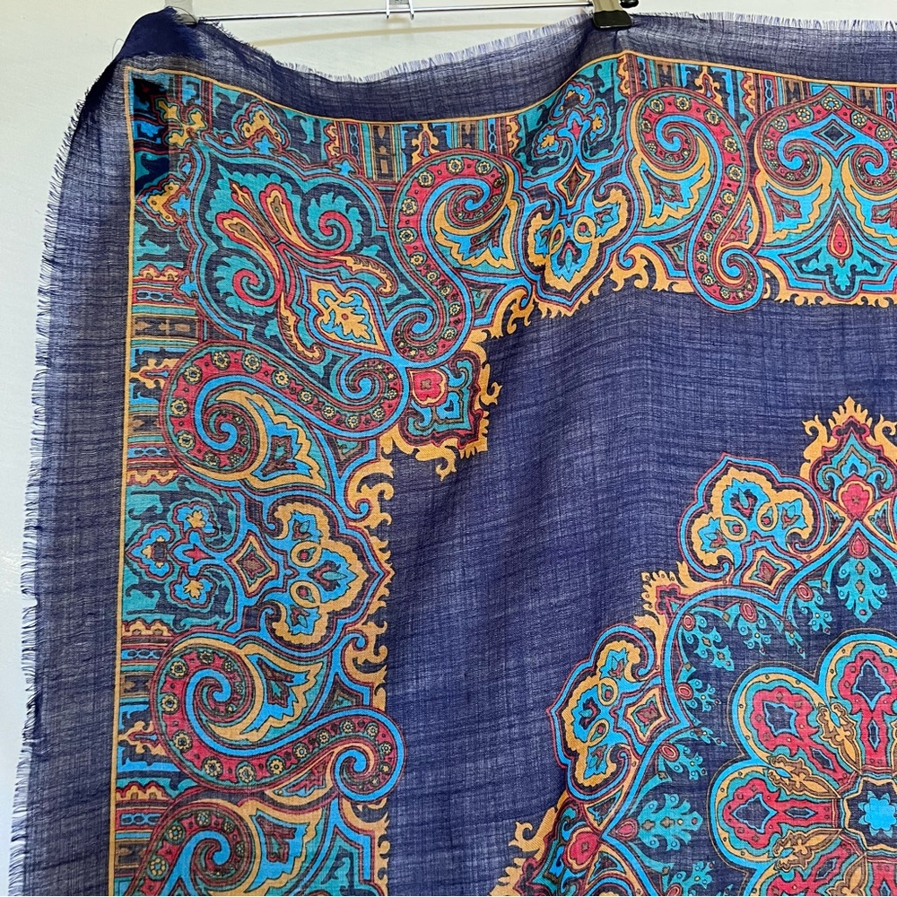 Vintage Ginnie Johansen Wool Scarf with Paisley Design 1986 - Picture 3 of 13
